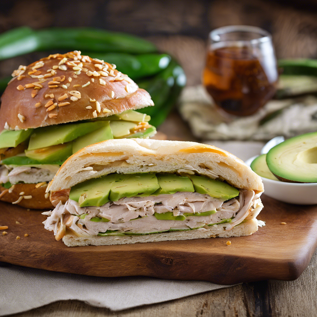 Turkey and Avocado Pretzel Roll Sandwich